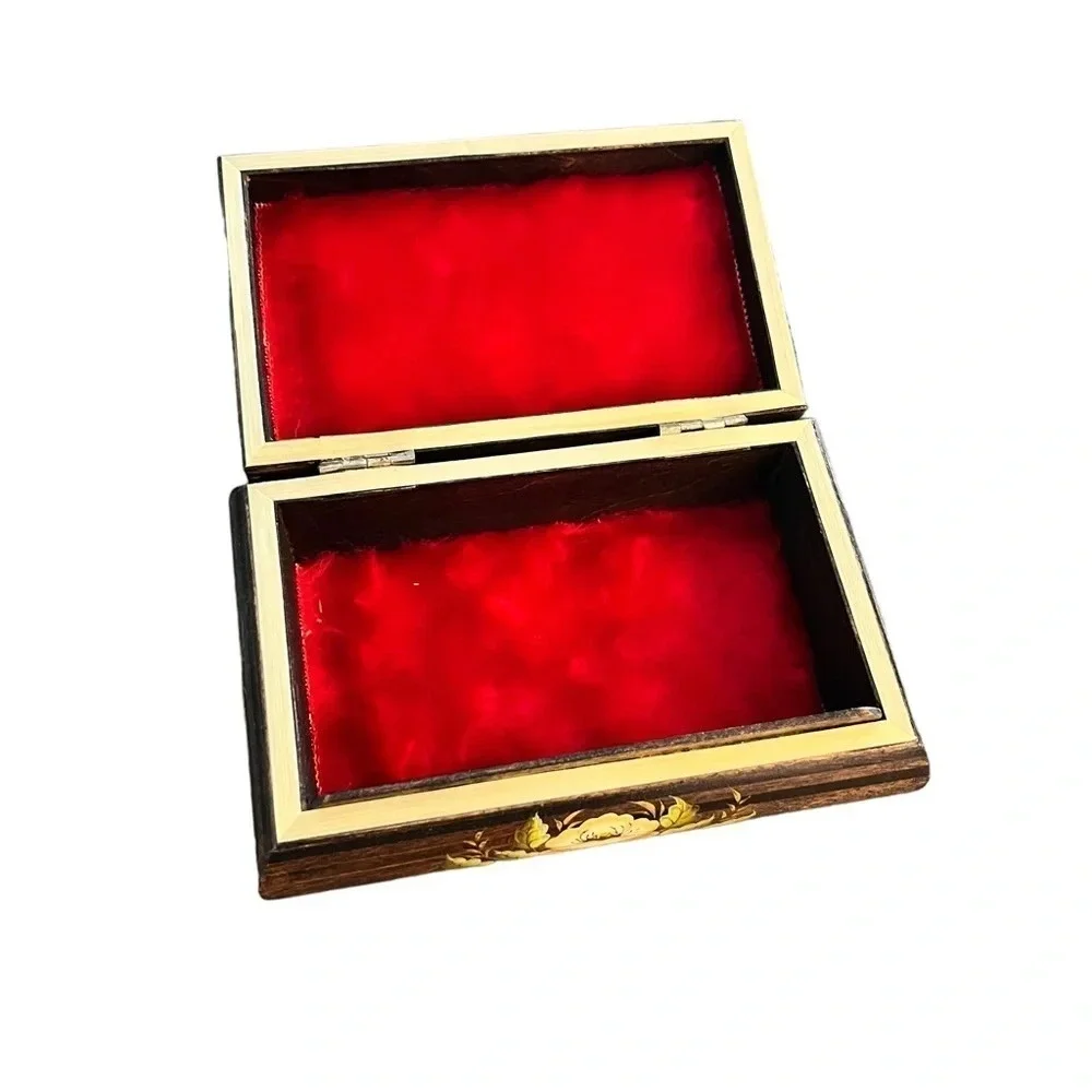 Hand Painted Italian Floral Wood Jewelry Box